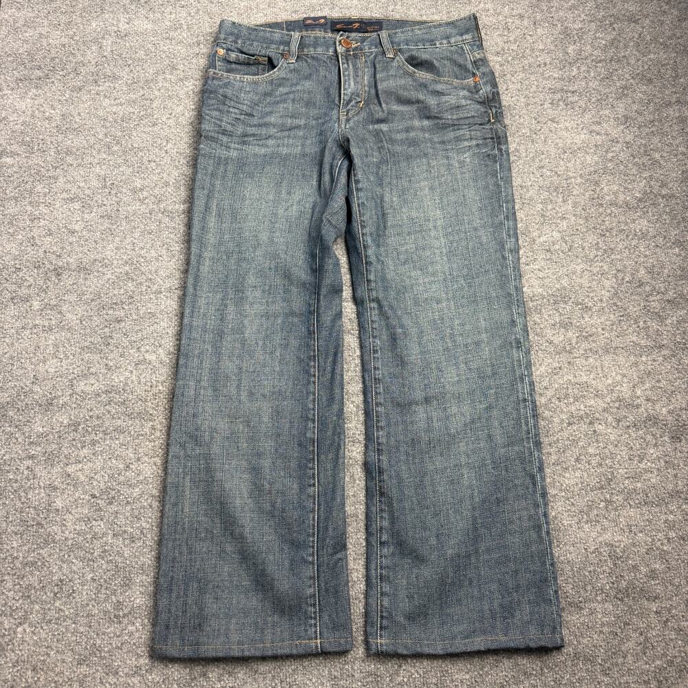 Seven7 SM74 Relaxed Flap Mens Bootcut Jeans Medium Wash Stretch Denim 31x34 - Picture 1 of 9